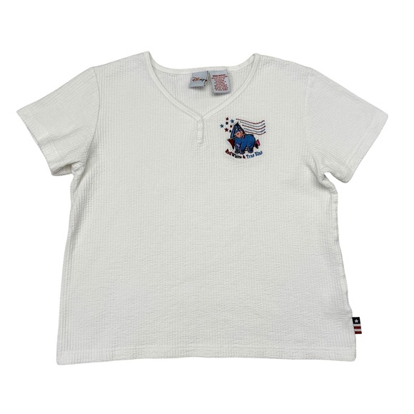Vintage Disney Eeyore T Shirt Medium White Patriotic USA Flag Winnie the Pooh - Picture 1 of 8